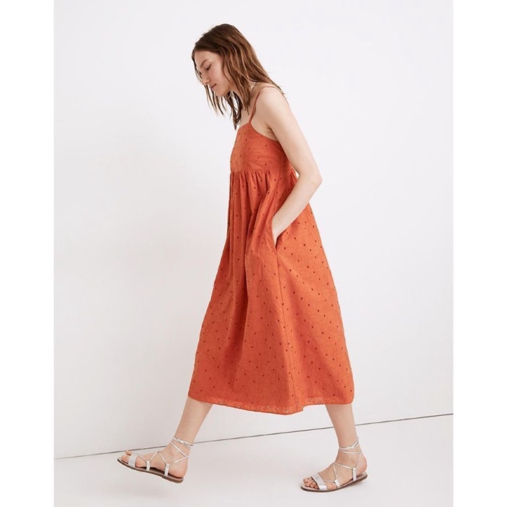 Madewell Eyelet Summertime Cami Midi Dress size XS pockets